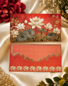 Three Fold Designer Wedding Shagun Envelopes for Cash Gift | Golden Foil Printed Shadi Lifafa | Premium Indian Wedding Money Envelope
