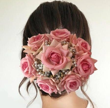 Beautiful Bridal Big Sized Hair Bun Handmade Juda Bun for Wedding Party Artificial Flowers Based Jumbo Sized Hair Piece Accessory Set Juda Decoration