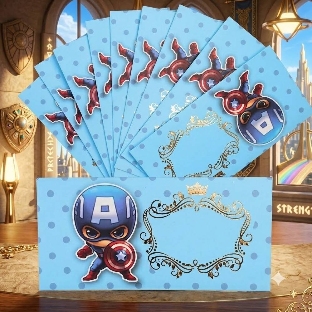 Aasha Fashion Blue Cartoon Gift Money Envelopes | Kids Shagun Lifafa Set | Cute Cash Gift Envelopes for Birthday, Baby Shower, Festivals & Celebrations