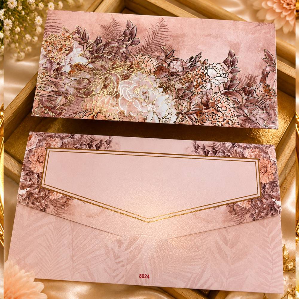 Aasha Fashion Pink Floral Designer Shagun Envelope | Premium Money Gift Envelope for Wedding, Engagement, Anniversary & Festive Occasions | Decorative Cash Envelope for Indian Gifting